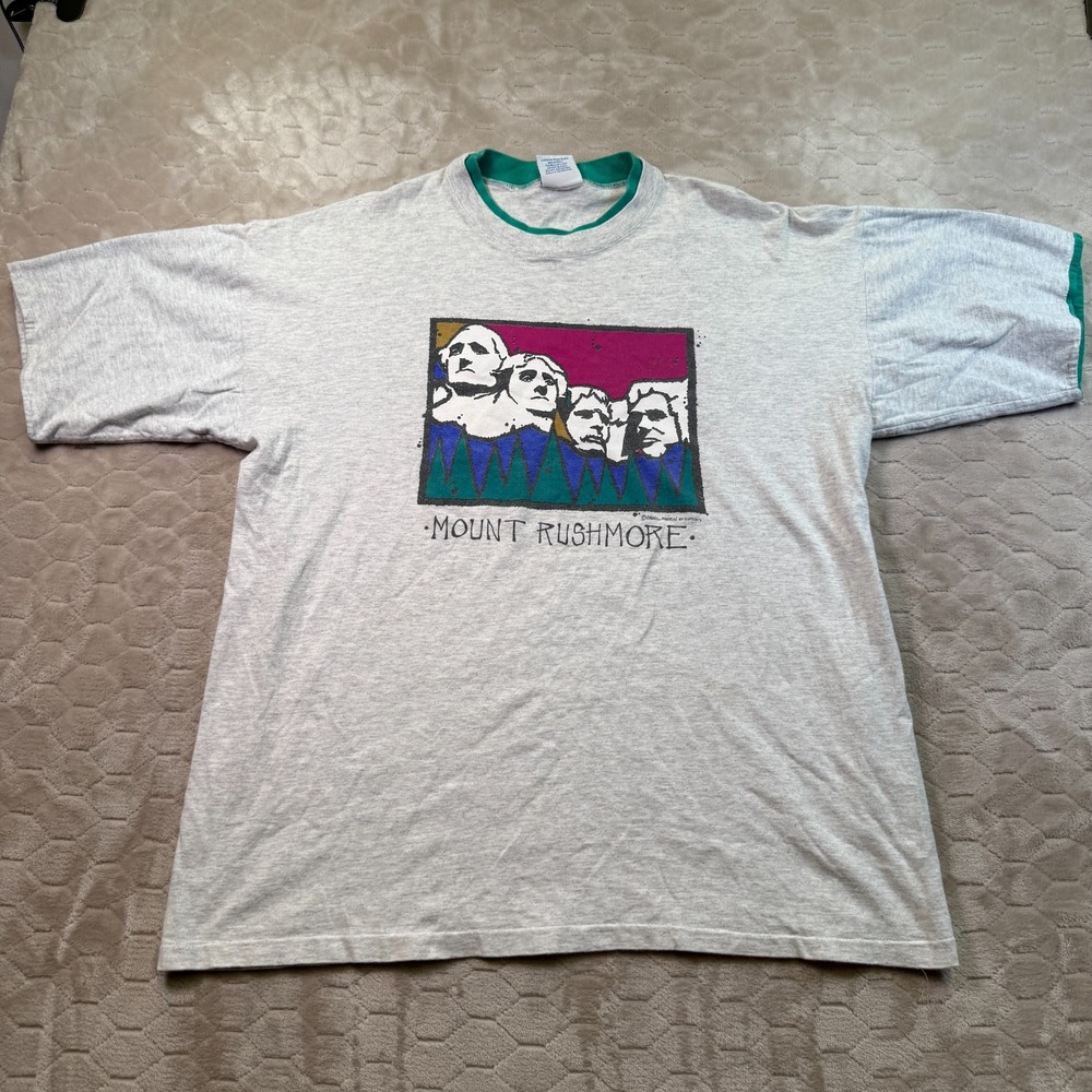 VTG 90s Mount Rushmore Destination Travel Shirt Sz XL Carol Konen‎ Art